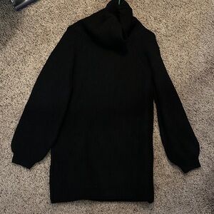 Pink Lily Women's Black Ripped Turtleneck Cowl Neck Sweater Dress